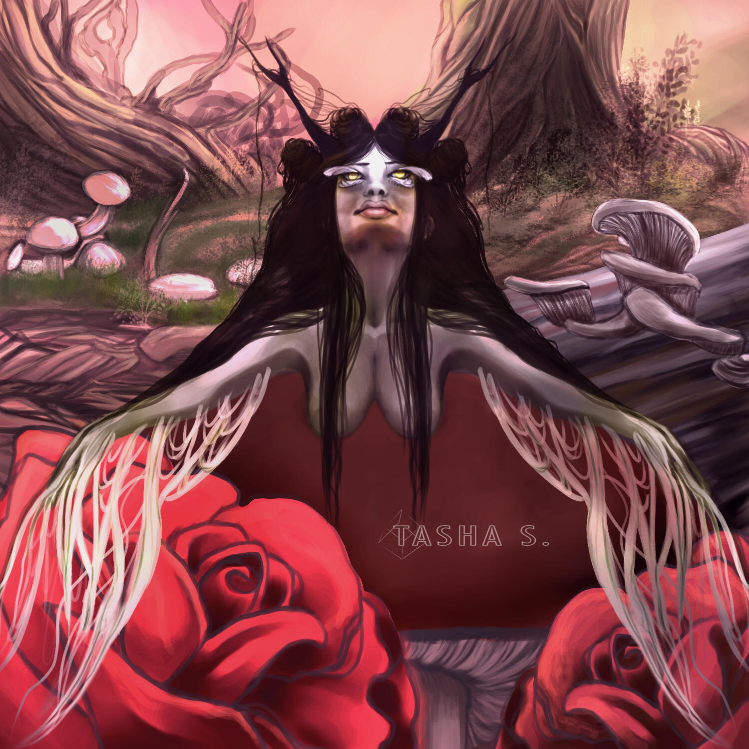"Mycelium Queen" - Experimental work painted in Krita