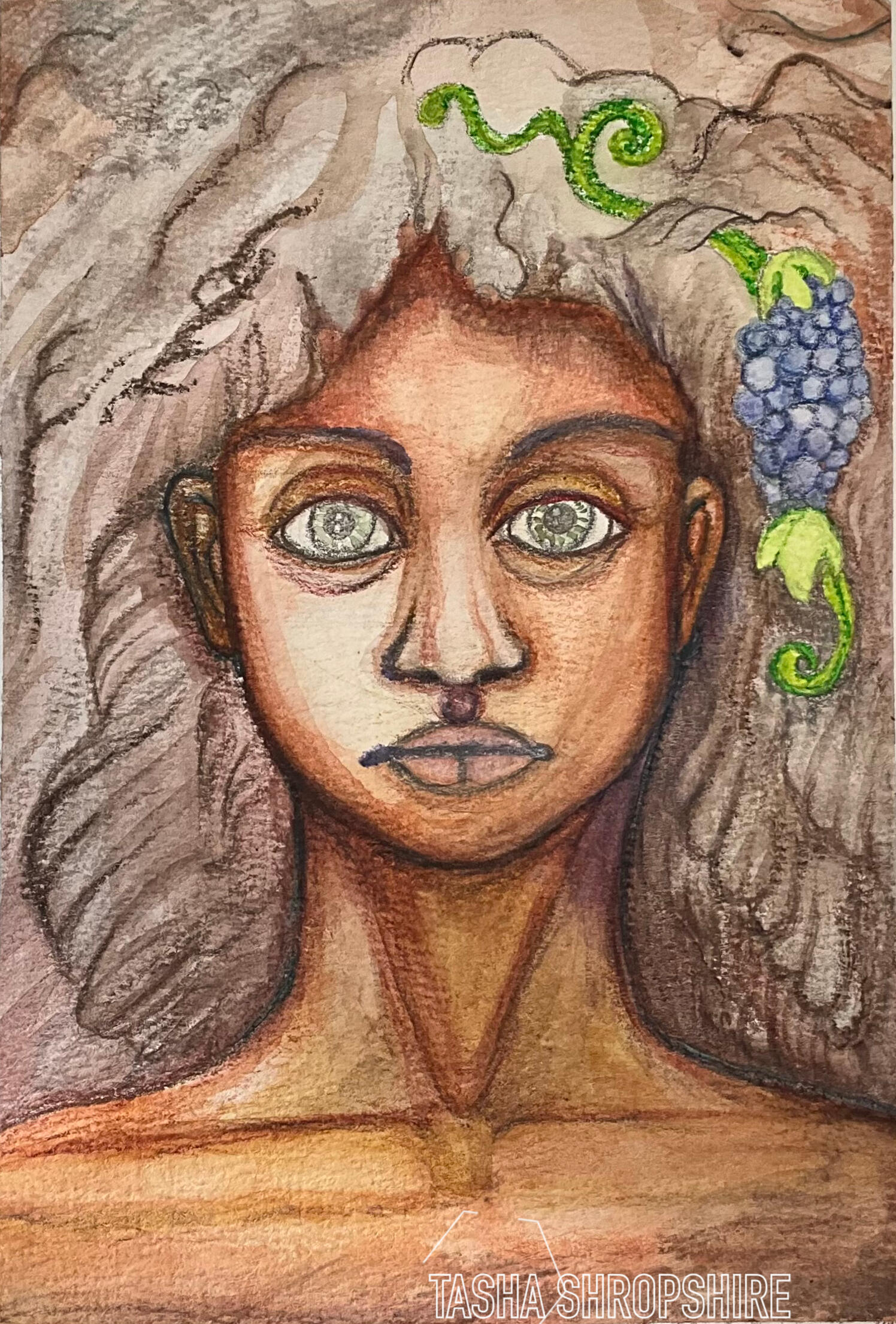 "Dionysus" - Watercolor and watercolor pencils on 100% cotton paper