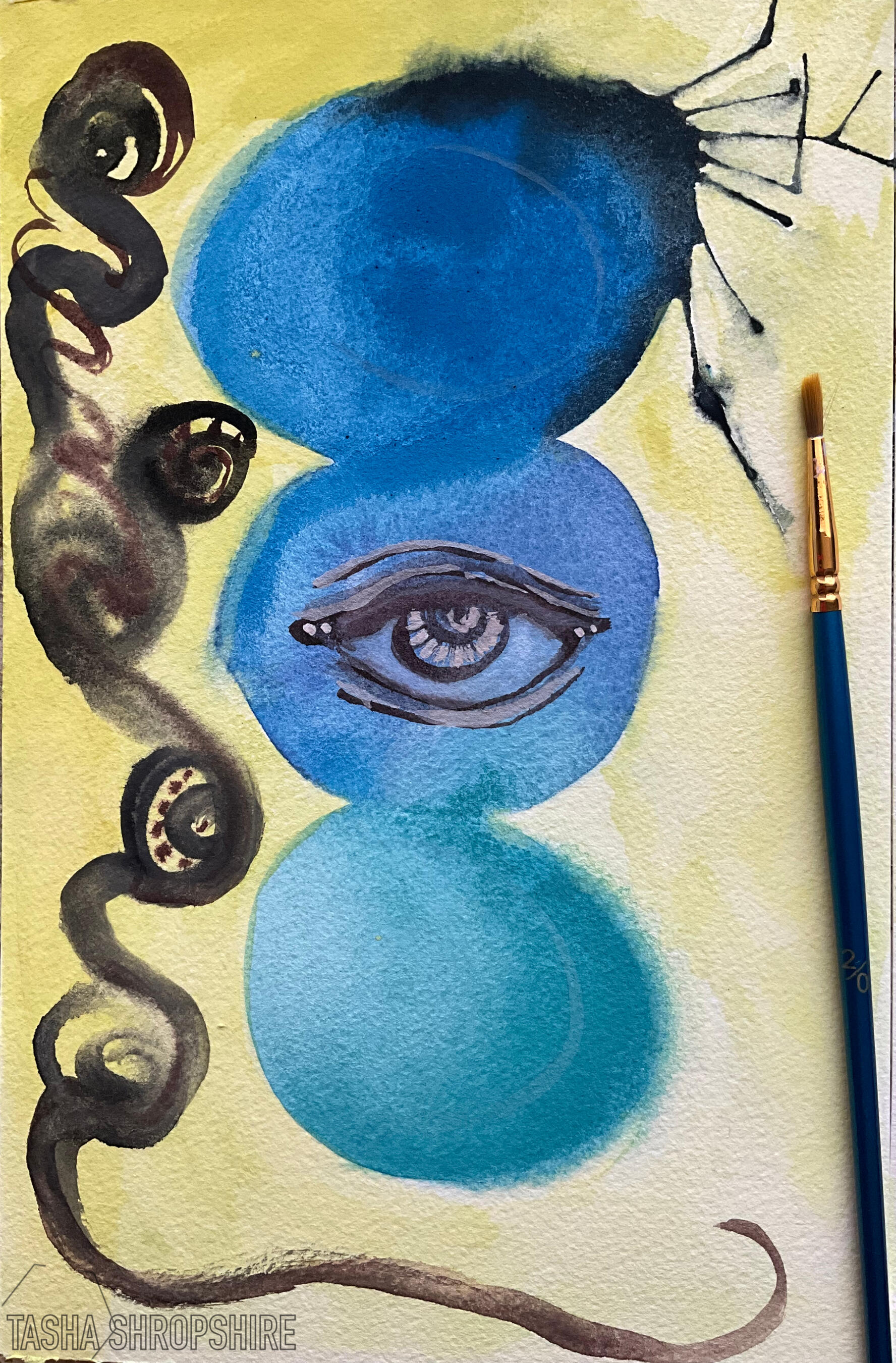 "Open Eyed Nazar" - Watercolor paint and acryl -gouache on 100% cotton paper