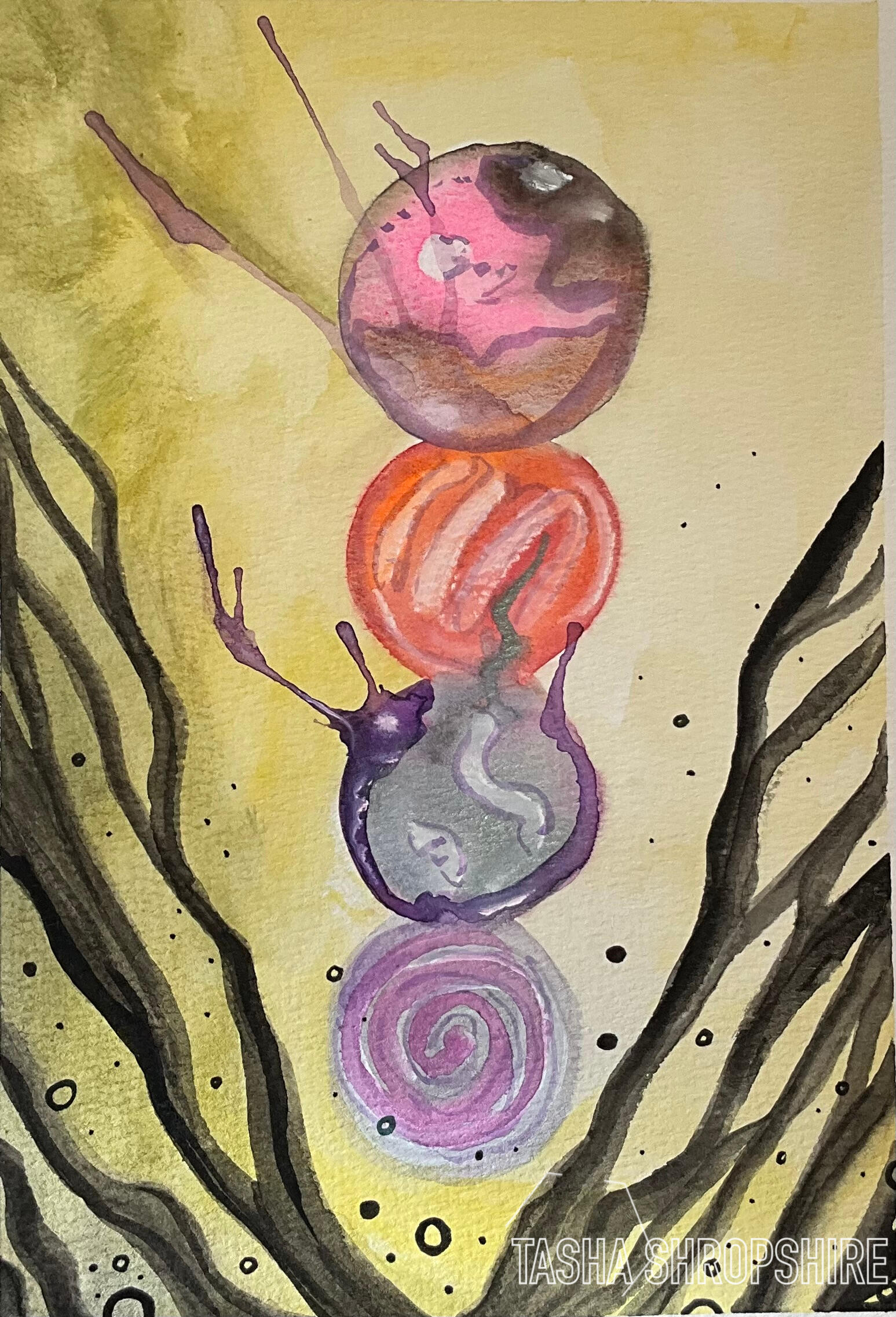 "Candy Planets" - Watercolor on 100% cotton paper